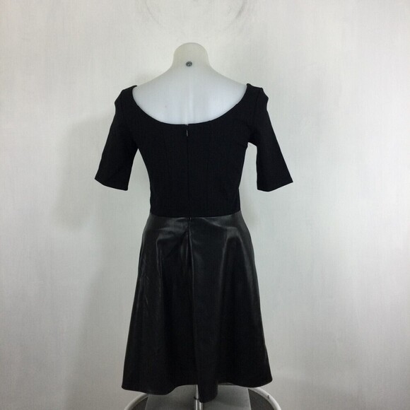 Bailey 44 Womens Fit & Flare Faux Leather Scoop Neck Mini Dress Black Size Small - Picture 5 of 9